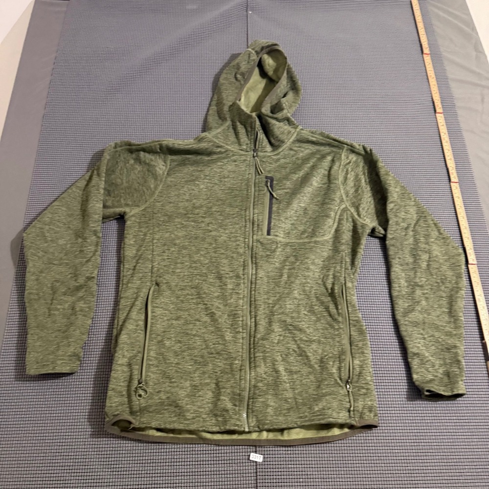 The North Face Mens Green Heathered Full Zip Fleece Hoodie Size M